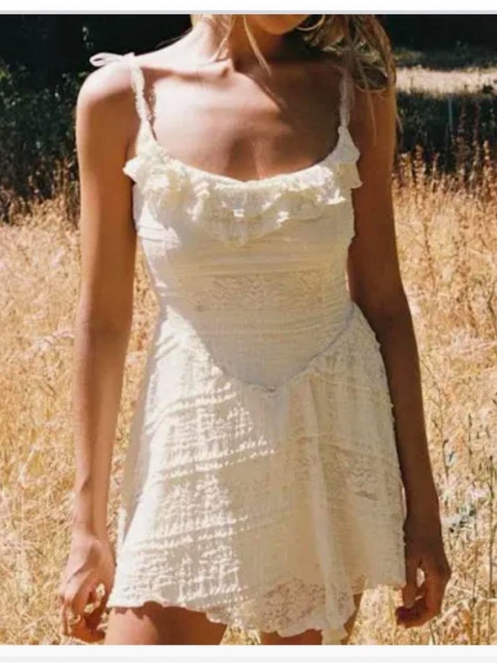 New Princess Polly Cream Ruffle Mini Dress Size 6